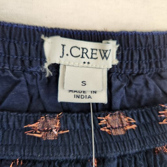 J.CREW Navy Blue Elastic Waist Pull On Skirt Size S Style L9747 97% Cotton NEW! - Picture 8 of 16